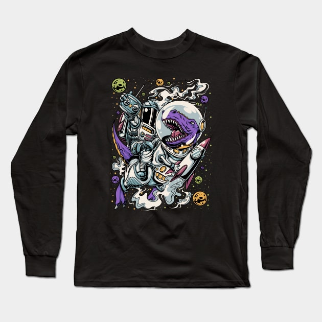 Dinosaur Astronaut Long Sleeve T-Shirt by BDAZ